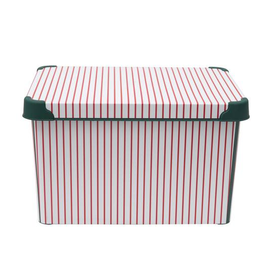 Simplify Christmas Stripe Design Green Ornament Storage Tote Bin
